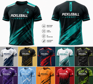 Premium Quality Custom Printed 100% <b>Polyester</b> Quick Dry Men's Pickleball <b>T</b>-<b>Shirt</b> Jersey with Player/Team Names & Numbers - Product Image 2