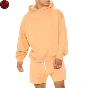 Conjunto de Sudadera con Capucha y Pantalones Cortos de Dos Piezas con Logotipo Personalizado a Bajo Precio, Conjunto Deportivo Holgado para Hombre y Mujer - Product Image 1