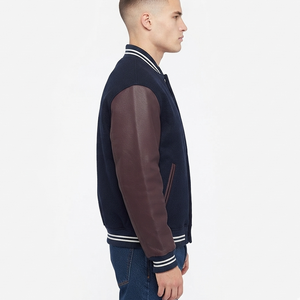 Blouson universitaire OEM tendance avec manches en cuir, corps en laine premium, nom d'équipe personnalisé, pour l'automne 2026 - Product Image 2