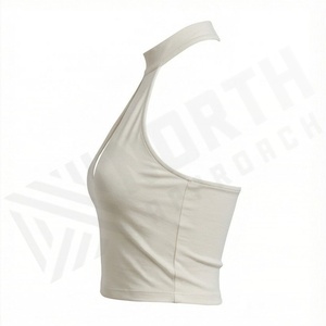 Top Corto Casual Halter para Mujer, Chaleco de Verano sin Mangas, Camiseta Sexy de Color Sólido Personalizado, Ropa Premium - Product Image 3