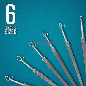 Curetas de oído de piel de zorro de calidad premium, bucles quirúrgicos de acero inoxidable, instrumento manual de ORL, certificado CE, para eliminación segura de cera de oído - Product Image 2