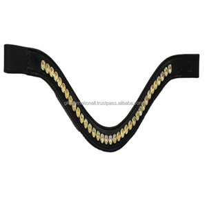 Correa de cuero para cejas de caballo, diseño personalizado, onda profunda, canal vacío, diseño incrustado, 1 fila, cristales redondos, mega ostentoso - Product Image 1