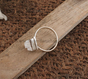 Bague Druzy Blanche en Argent Sterling, Bijou Druzy Scintillant, Cadeau Unique pour Demoiselle d'Honneur, Bague Délicate en Pierre Blanche, Cadeau pour Elle - Product Image 3