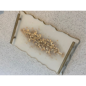 Handmade Purple <b>Epoxy</b> Resin Serving Tray With Silver Metal Handles Decorative Agate Geode Platter For <b>Coffee</b> <b>Table</b> & Home Decor - Product Image 3