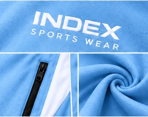 INDEX Unisex Light Blue Sporty Track <b>Pants</b> With <b>White</b> Stripes Drawstring Closure Regular Fit Full Length Breathable Polyester - Product Image 6