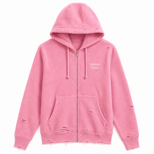 Vente en gros de sweats à capuche zippés de haute qualité, épais, effet usé, pour hommes et femmes, couleur rose délavée à l'acide, fermeture éclair intégrale, style streetwear - Product Image 5