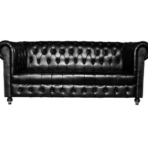 Sofá Chesterfield de Tres Plazas en Tendencia con Tapicería de Cuero Buff Hecha a Mano en Color Marrón Antiguo y Asientos con Cojines Premium - Product Image 1