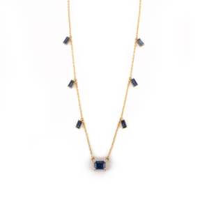 Collier en or 14 carats avec saphir bleu et diamants naturels VVS1-VVS2 - Product Image 3
