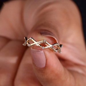 Bague d'anniversaire de mariage en diamant cultivé en laboratoire 14k or massif IGI Certificate Zig Zag Cross Matching Design Band pour cadeaux d'anniversaire - Product Image 3