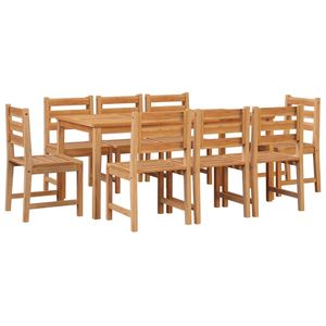 Set da pranzo con Patio in Teak in legno massiccio da 9 pezzi per uso giardino - Product Image 3