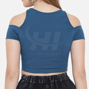 Custom Size Women <b>Crop</b> <b>Top</b> T-Shirt Summer Eco-Friendly Canvas 100% Cotton Breathable Casual Style High Quality OEM Custom - Product Image 3