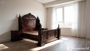 Cama Victoriana de Plataforma de Madera de Caoba Maciza Tallada a Mano, Color Marrón, Muebles para Dormitorio, Gran Oferta - Product Image 1