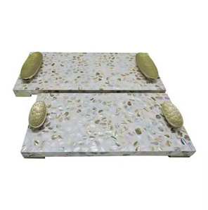 Elegante bandeja de servir con incrustaciones de hueso y resina, de alta calidad, hecha con hueso natural y plástico, asequible, procedente de la India. - Product Image 4