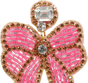 ต่างหูลูกปัดรูปโบว์สีชมพูเครื่องประดับแฟชั่นที่เน้นการประดับด้วยพลอยเทียมต่างหูทันสมัยของขวัญสำหรับงานปาร์ตี้สุดหรูขายส่ง - Product Image 2