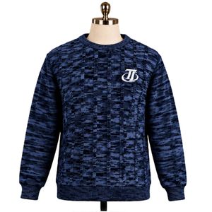 Sudadera de cuello redondo para hombre, azul pizarra y negro, con estampado abstracto, manga larga, informal, con puños y dobladillo acanalados, top de moda de invierno - Product Image 1