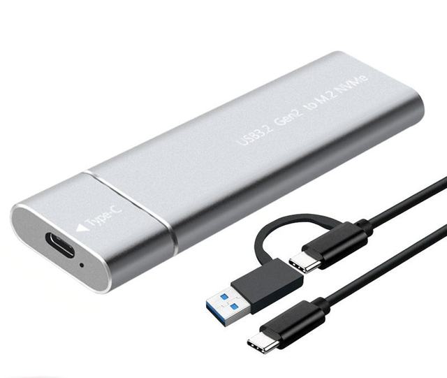 Handisen HDS-S02-NVME Aluminum M.2 NVMe SSD Enclosure Adapter with USB Type-C 10Gbps Transfer Rate JMS583 Chipset PCIe Support