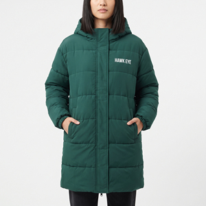 Manteau d'hiver matelassé léger pour femme, long, à capuche, mi-long, chaud, rembourré, décontracté, vente en gros - Product Image 1