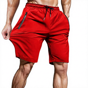 Men's Solid Blue Quick Dry Drawstring <b>Shorts</b> With <b>Zipper</b> Pockets Casual Fitness Running Wear - Product Image 5