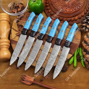 Couteaux à steak professionnels en acier Damas fait main, motif torsadé, lame pleine longueur, ultra-affûtés 58 HRC, pour usage quotidien, cuisine et barbecue - Product Image 2