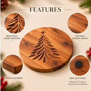 Posavasos de Madera Navideños de 10 Pulgadas, Redondos y Rústicos, para Platos Calientes, Teteras y Sartenes, para la Encimera de la Cocina, Venta al Por Mayor - Product Image 2
