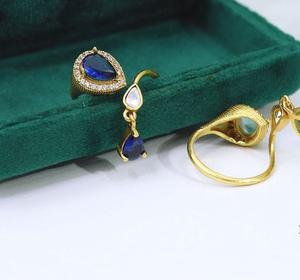 Bague élégante de qualité supérieure en laiton plaqué or avec pierre imitation AD, réglable, pour collection de mariage, pour femmes - Product Image 6