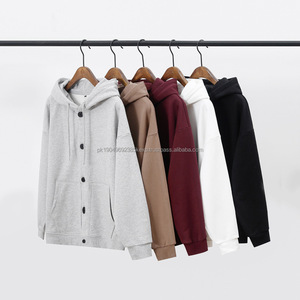 Winter Custom Heavyweight 400g Zip Collar Fleece Hoodies Full Zip Up Oversized Hoodies - Product Image 1