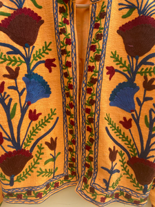 Handmade 100% Cotton Velvet Suzani Kimono Jacket | Autumn/<b>Winter</b> <b>Quilted</b> Breathable Eco-Friendly Boho Design with Embroidery - Product Image 3