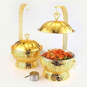 Luxury Catering Brass Chafing Dish with Lid Support, Elegant <b>Buffet</b> <b>Server</b> for Home Hotel Restaurant Wedding and Banquets - Product Image 4