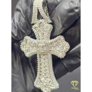 Collar con Colgante de Cruz de Moissanita, Estilo Hip Hop, para Hombre, Personalizado, con Incrustaciones de Diamantes, Joyería Religiosa de Lujo con Certificado GIA - Product Image 1