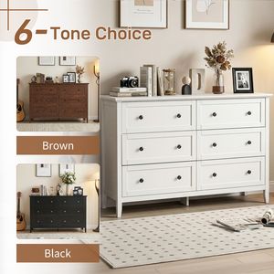 Cassettiera a Doppia Fila con Sei Cassetti, Struttura con Finitura Bianca Goffrata SG014FD, Pannello in Truciolato MDF con Superficie in Melamina, 120*40*80cm - Product Image 3