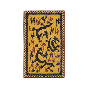 Alfombra de Dragón Chino Hecha a Mano Personalizada, 100% Lana, Amarilla y Azul, Estilo Art Deco, Decoración Oriental con Motivos de Animales, Chinoiserie, Decoración para el Hogar - Product Image 3