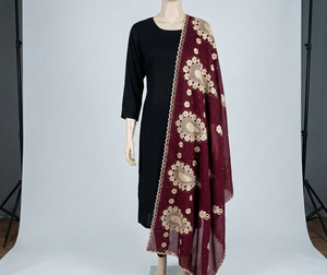 Châle en voile de coton de luxe africain, broderie florale, écharpe à strass, respirant, hijab pour femmes musulmanes - Product Image 3