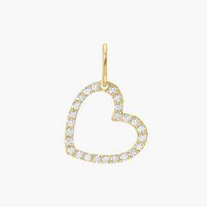 Colgantes de Corazón con Diamante Solitario, Pavé Redondo, Diamantes Cultivados en Laboratorio, Oro Sólido de 14K, Dijes Minimalistas, Collar de Lujo Delicado, Fabricante de Joyería - Product Image 1
