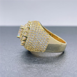 Bague de fiançailles ronde taille brillant en argent sterling 925 avec diamant Moissanite VVS, style Hip Hop, entièrement sertie, personnalisable, cadeau unisexe - Product Image 2