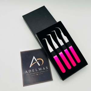 แหนบต่อขนตาสีชมพูร้อนและสีขาวแบบสองสี พร้อมโลโก้สั่งทำ วัสดุสแตนเลส จับกระชับมือ ปลายไฟเบอร์ รับผลิตแบบ OEM - Product Image 3