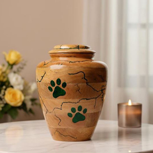 Handcrafted Wooden Funeral Urn for Families Elegant Wooden Cremation Urn with Brass Accent by AYAANS - Product Image 1