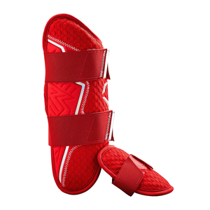 Red Gel-to-Shell Baseball Shin Guard Adjustable Breathable <b>Foam</b> <b>Padded</b> Leg Protector for Softball Training - Product Image 2