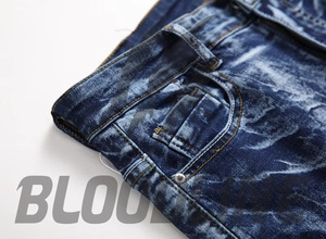 Jeans de Mezclilla para Hombre BLOODLINE, Corte Slim, Desgastados, Cintura Media, Pierna Recta, Estilo Casual Otoñal - Product Image 6