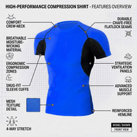 T-shirt de compression personnalisé pour homme à manches courtes, séchage rapide, anti-UV, coupe ergonomique, sous-vêtement de sport, haut d'entraînement