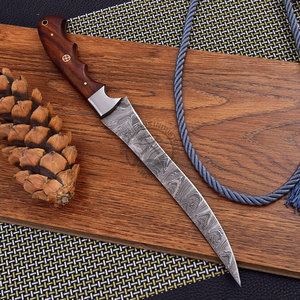 Top Trending Hand-Forged Damascus Steel Fillet Fishing <b>Knife</b> 8" Blade Ambidextrous Design Extra <b>Sharp</b> Silver Spacer Rosewood - Product Image 6