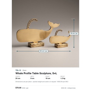 Sculpture de table baleine en laiton massif percée à la main - Décoration d'intérieur en métal antique - Product Image 4