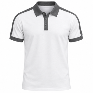 Polo Rojo de Manga Corta para Hombre con Diseño de Bloques de Color Negro, Tejido Piqué Informal, Transpirable, Corte Regular - Product Image 2