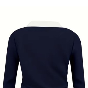 Camiseta de punto de manga corta para hombre con bloques de color, cuello redondo, ajuste regular, estilo casual, ribete en contraste, granate, azul marino, gris, transpirable, 100% - Product Image 4