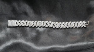 Chaîne cubaine pour homme en moissanite taille baguette, entièrement sertie, plaquée rhodium, style Hip Hop, cadeau de mariage, pour collier en argent - Product Image 3