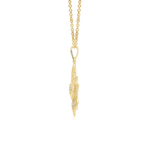 Pendentif unisexe en or 10K 14K 18K, argent 925 935, plaqué or, avec accents de diamants taille princesse Golden Lotus - Product Image 3