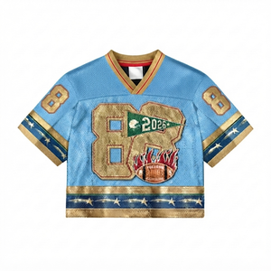 Maillot de football américain sur mesure pour femme, 100 % polyester, tissu maillé épais, sans manches, surdimensionné, numéro brodé - Product Image 1