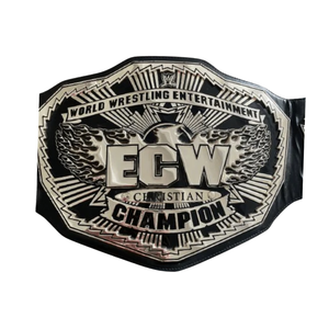 เข็มขัดแชมป์ ECW คริสเตียน สายสีดำ พร้อมดีไซน์แผ่นเงิน ของสะสมระดับพรีเมียมจาก World Wrestling Entertainment - Product Image 5