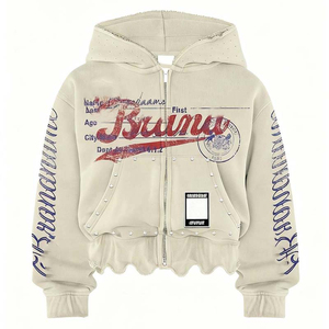 Custom Manufacturer Custom Acid Wash Tracksuit <b>Set</b> DTG Printed Rhinestone Cropped Hoodie and Stacked Flared <b>Sweatpants</b> <b>Set</b> - Product Image 5