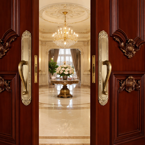 Poignée de porte de luxe en laiton antique, style Versailles, moderne et grandiose |   Poignée de porte d'entrée principale durable pour usage extérieur en hôtel - Product Image 4