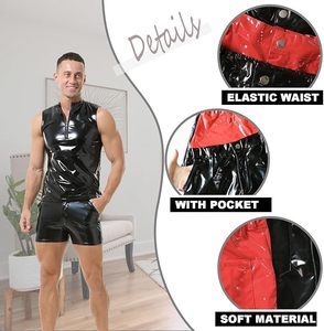 Shorts en cuir véritable pour homme, plissés, surdimensionnés, style baggy - Product Image 4